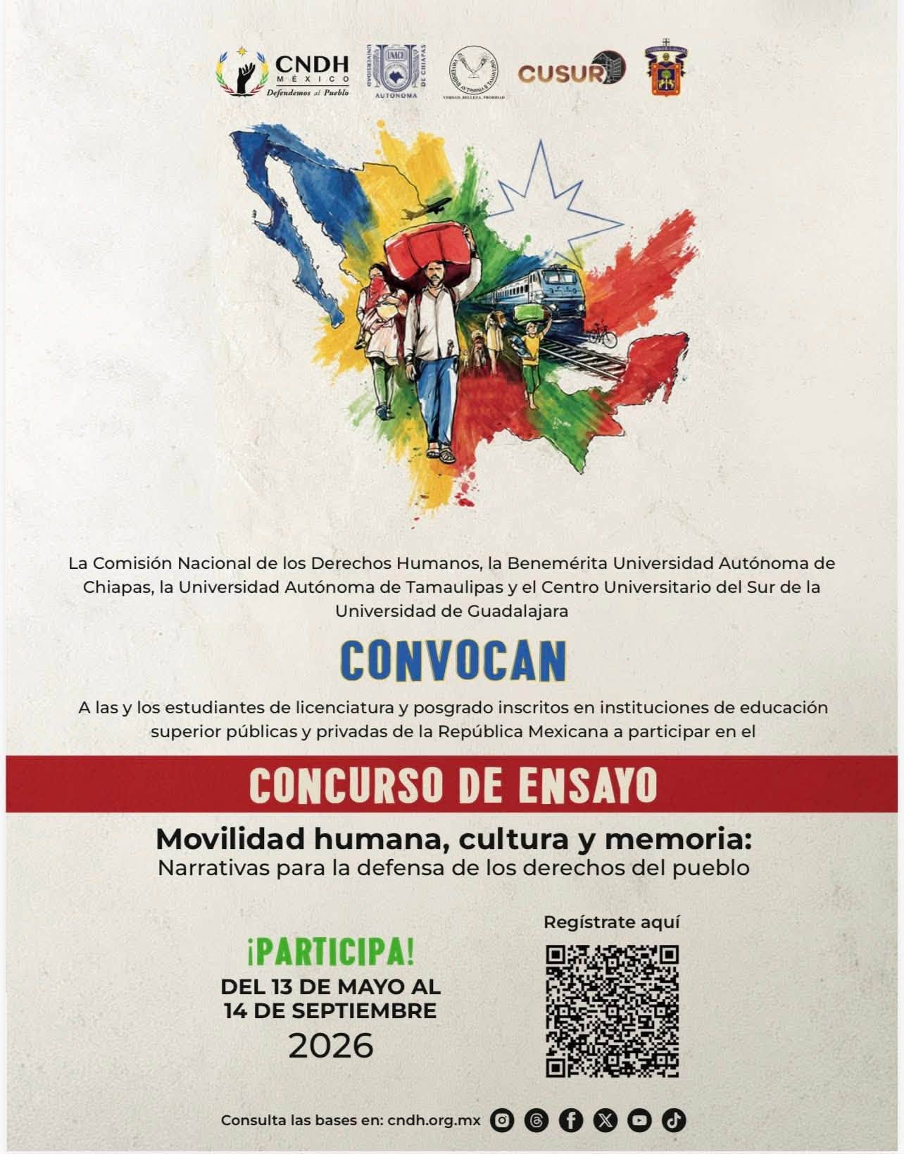 UNACH y CNDH convocan a jóvenes a descifrar la migración a través del ensayo social